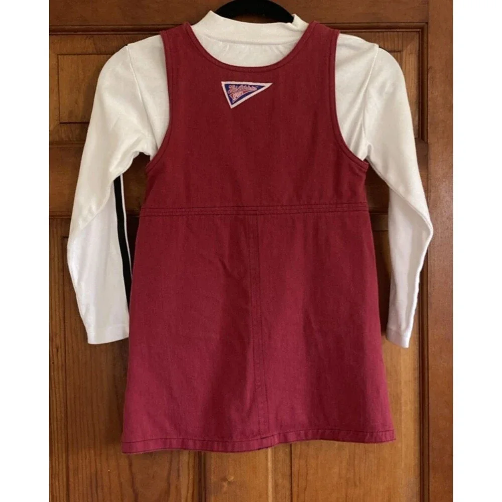 San Francisco 49ers Girls 6X Red Jumper & White Long Sleeve Shirt Football VTG